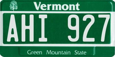 VT license plate AHI927