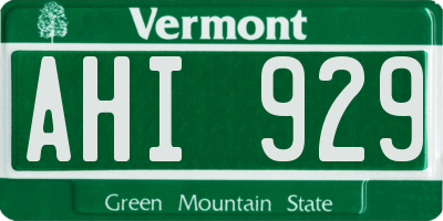 VT license plate AHI929