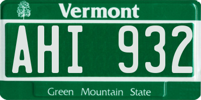 VT license plate AHI932