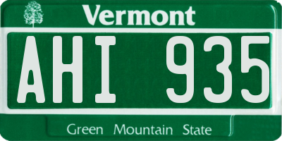 VT license plate AHI935