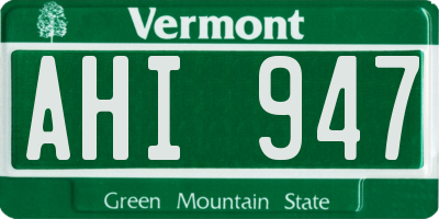 VT license plate AHI947