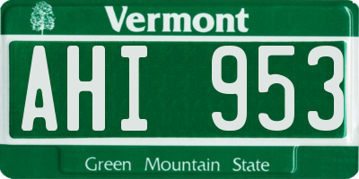 VT license plate AHI953