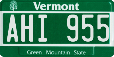 VT license plate AHI955