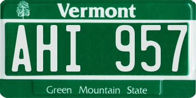 VT license plate AHI957