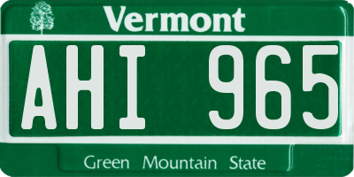 VT license plate AHI965