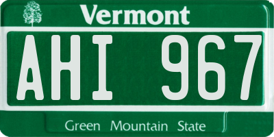 VT license plate AHI967