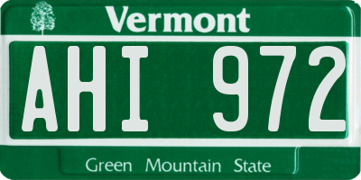 VT license plate AHI972