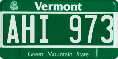 VT license plate AHI973
