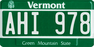 VT license plate AHI978
