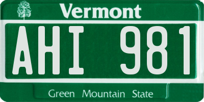VT license plate AHI981