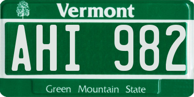 VT license plate AHI982