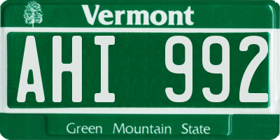 VT license plate AHI992