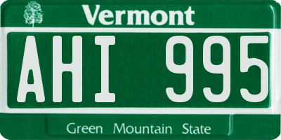VT license plate AHI995