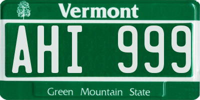 VT license plate AHI999
