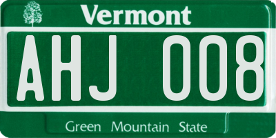 VT license plate AHJ008
