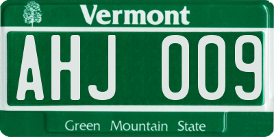 VT license plate AHJ009