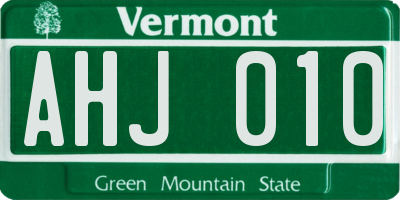 VT license plate AHJ010