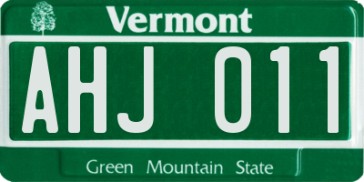 VT license plate AHJ011