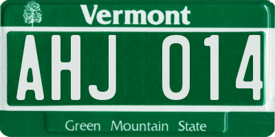 VT license plate AHJ014