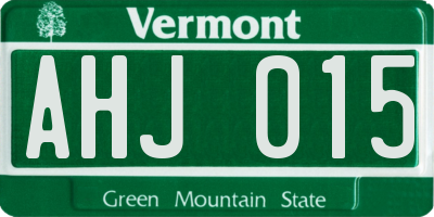 VT license plate AHJ015