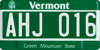 VT license plate AHJ016
