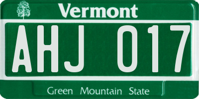 VT license plate AHJ017