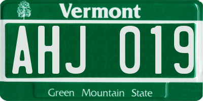 VT license plate AHJ019