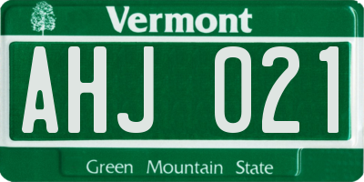 VT license plate AHJ021