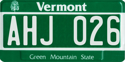 VT license plate AHJ026