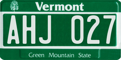 VT license plate AHJ027