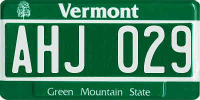 VT license plate AHJ029