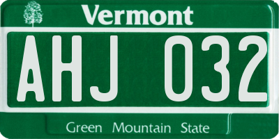 VT license plate AHJ032