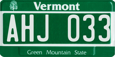 VT license plate AHJ033