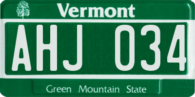 VT license plate AHJ034