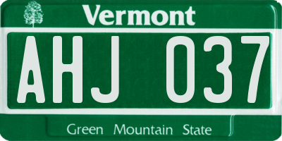 VT license plate AHJ037