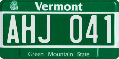 VT license plate AHJ041