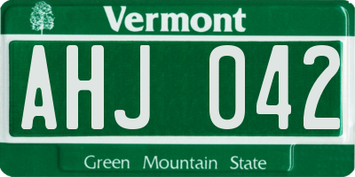 VT license plate AHJ042