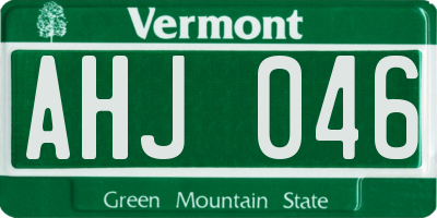 VT license plate AHJ046