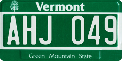 VT license plate AHJ049