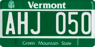 VT license plate AHJ050