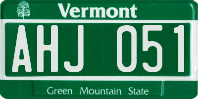 VT license plate AHJ051