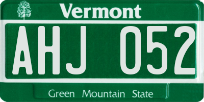 VT license plate AHJ052