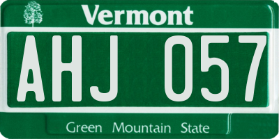VT license plate AHJ057
