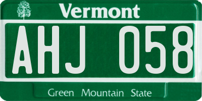 VT license plate AHJ058