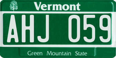 VT license plate AHJ059