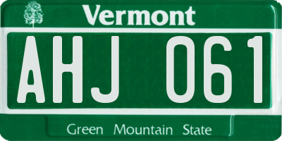 VT license plate AHJ061