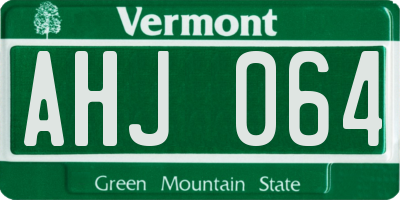 VT license plate AHJ064