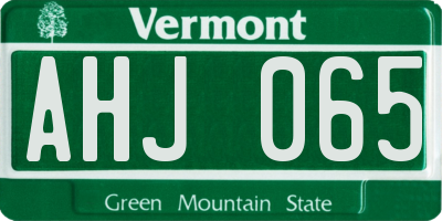 VT license plate AHJ065