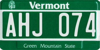VT license plate AHJ074