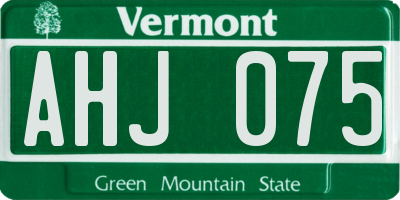 VT license plate AHJ075